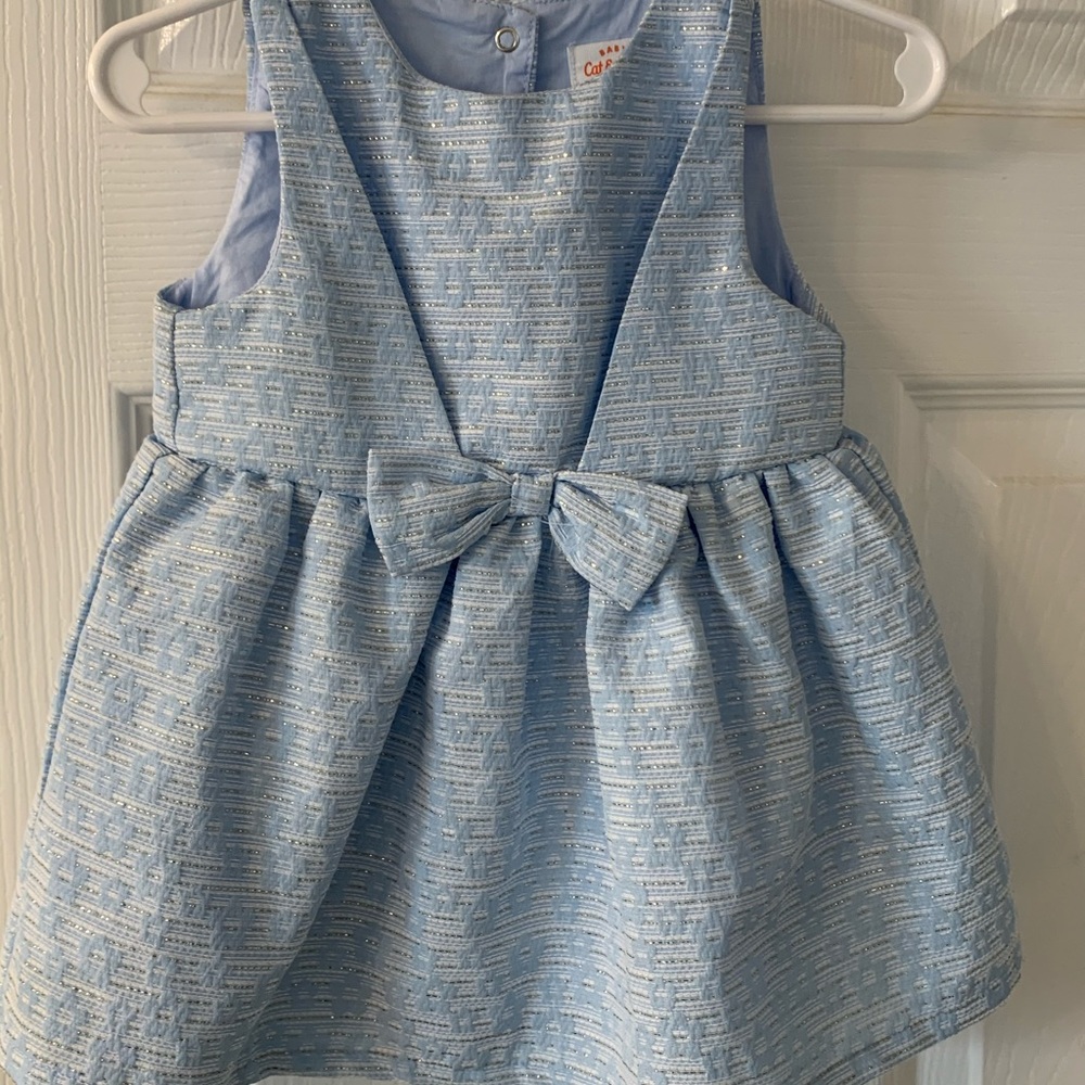 Blue Holiday Dress with bloomers 12mo